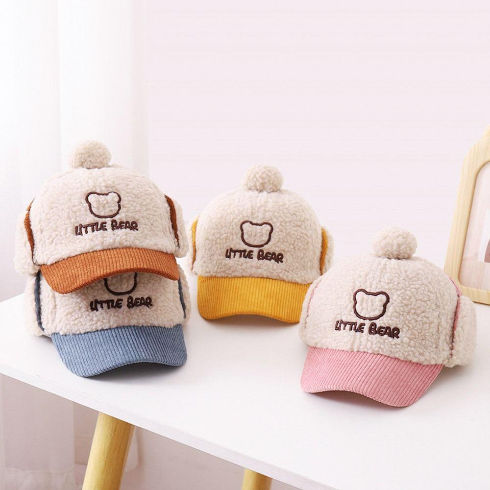 Warm Baby Baseball Cap Earmuff Kids Peaked Caps Fashion Padded Baby Ear Caps  Toddler