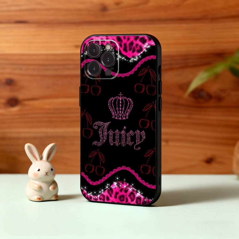 Pink J-Juicys C-Coutures Phone Case For iPhone17 16 15 14 13 12 11 Pro Max Plus,5G Soft Black Case