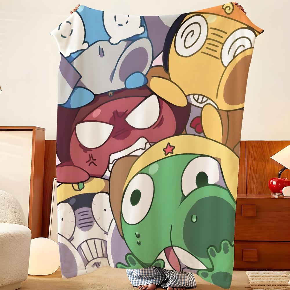 Anime K-Keroro G-Gunso Throw Flannel Throw Blanket, Lightweight Cozy, Durable Washable cute Cool