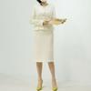 Style Latte Women HigH Waist H Line Midi Slit Skirt