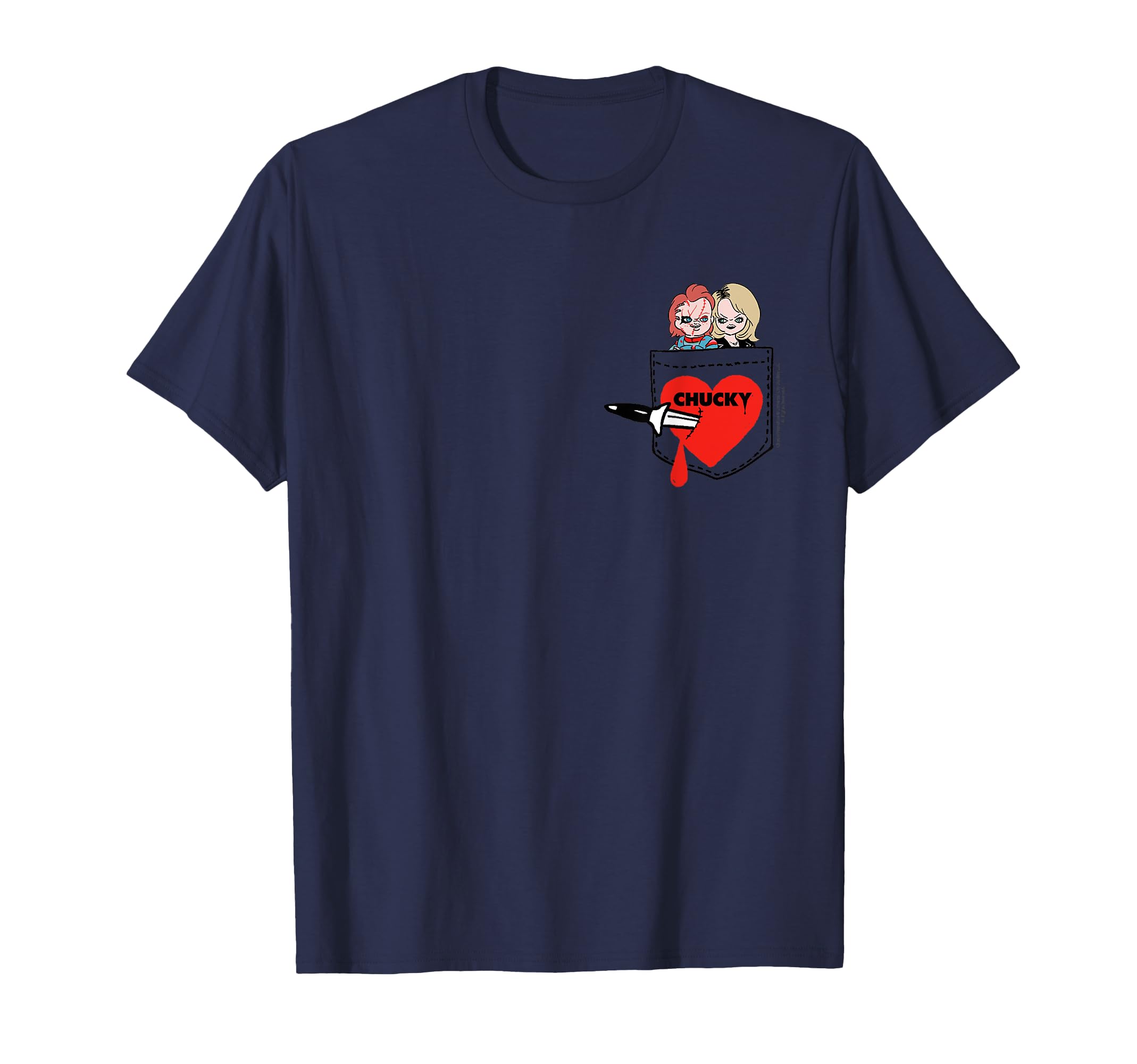 

Chucky and Tiffany Bleeding Heart Faux Pocket T-Shirt