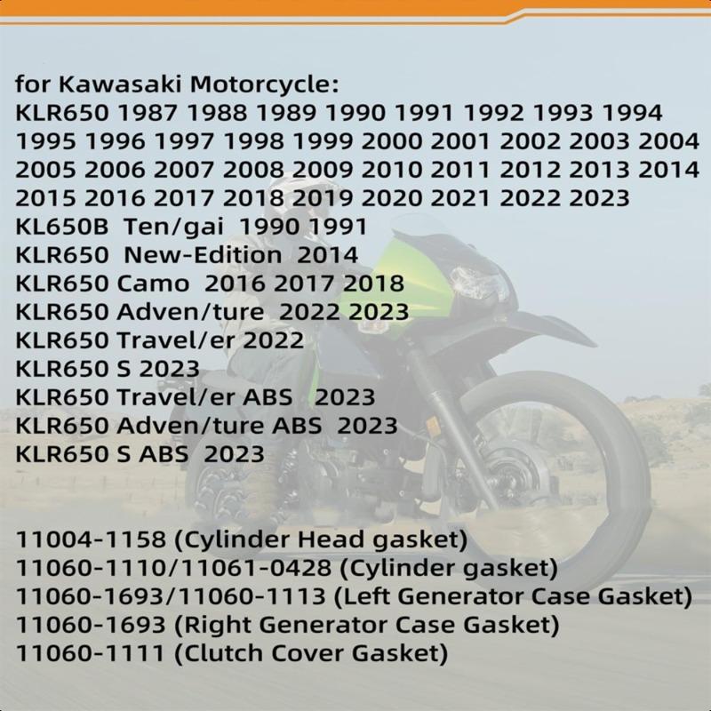 11004-1158 Motorcycle Engine Full Cylinder Head Complete Overhaul Gasket Mat Middle Repair Pad for Kawasaki KLR 650 KLR650