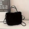 Chic Faux Fur Handbag with Detachable Strap Casual & Formal Occasis Women's Tote Bag, Stylish Fur Plush Shoulder Crossbody Bag