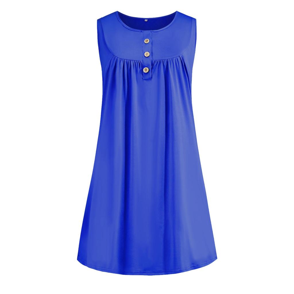 2026 Spring/Summer Women's Sleeveless Pleated Button-Up Vest Dress Pajamas