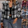 Jaquetas e Casacos Casuais Vintage de Outono Inverno com Manga Longa e Gola POLO Femininos DICFY