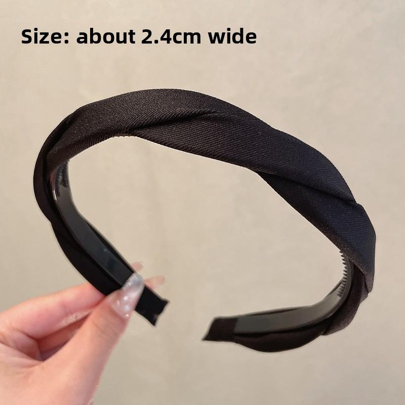 

High head top headband female face wash non-slip headband wide edge toothed hairband simple hair bundle чёрный