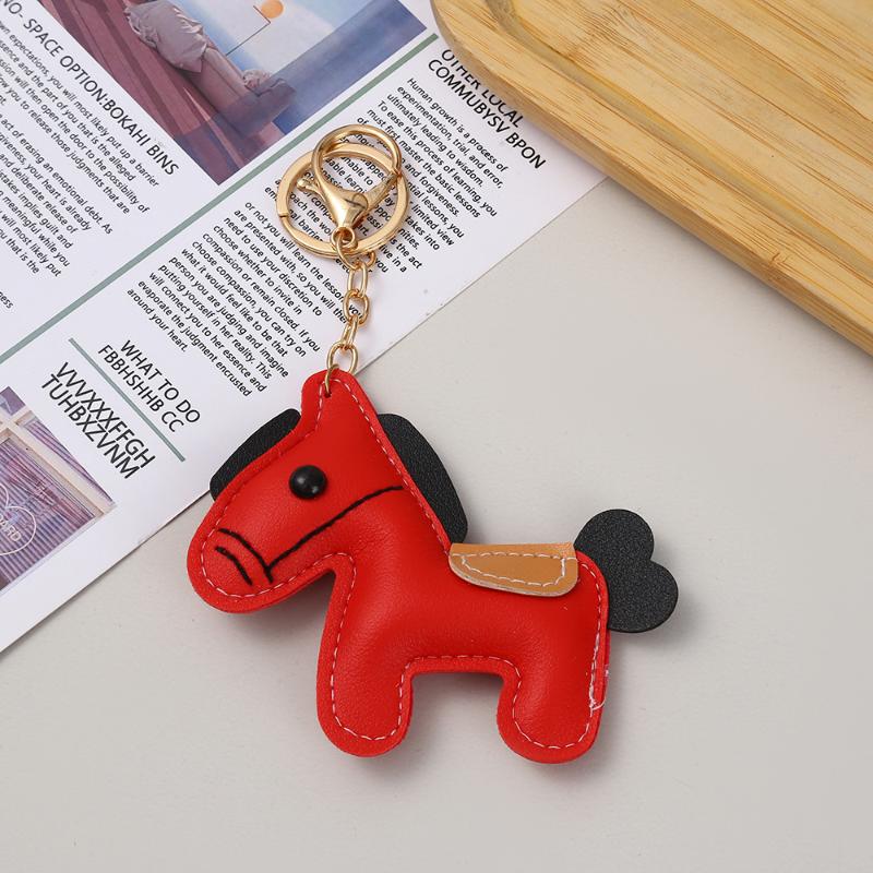 Schöner Leder Pony Schlüsselanhänger Cartoon Niedlich Tierkreiszeichen Pferd Anhänger Autoschlüsselanhänger Rucksack Hängende Dekoration Neujahrsgeschenk