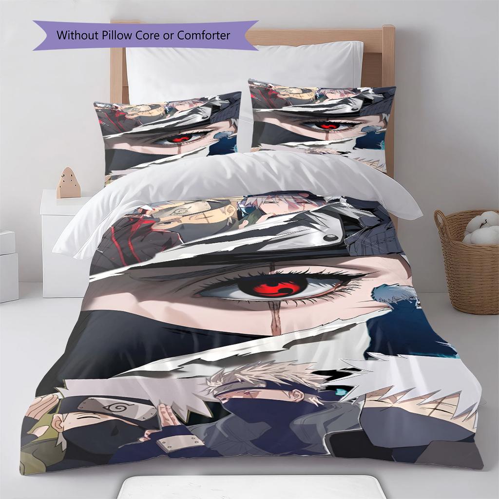 Naruto Cool Battle Pose Bedding Set Anime Duvet Cover Polyester Soft Bed Linen Bedroom Set -QJY