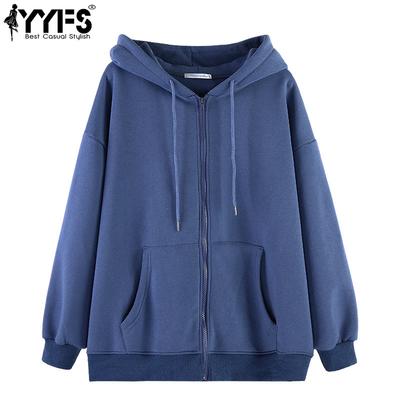 Women's Fashion Casual Solid Color Print Autumn Winter Long Sleeve Hooded Jackets & Coats