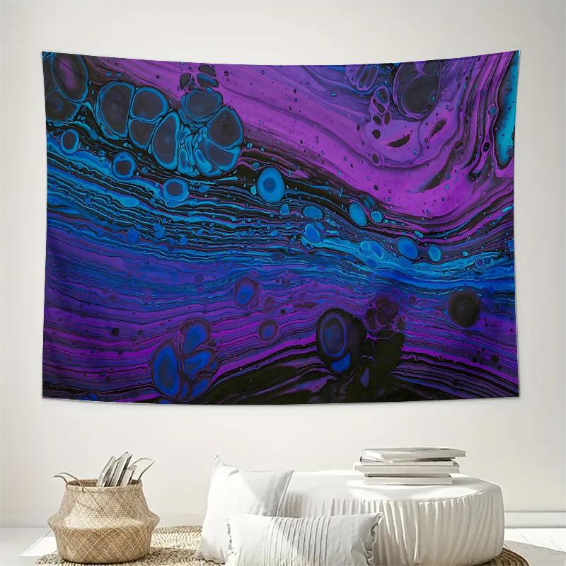 Purple Blue Abstract Fluid Art Wall Tapestry Machine Washable All Season Decor Art Print Modern Design Home Elevate Your Space