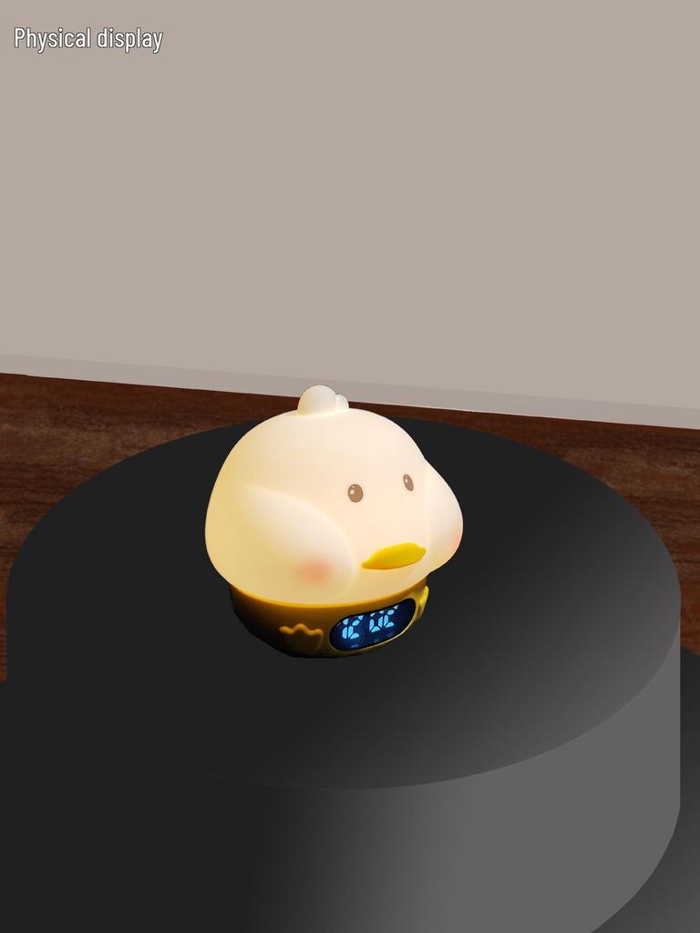 Duck Silicone Alarm Clock with Night Light and Cartoon Tap Feature