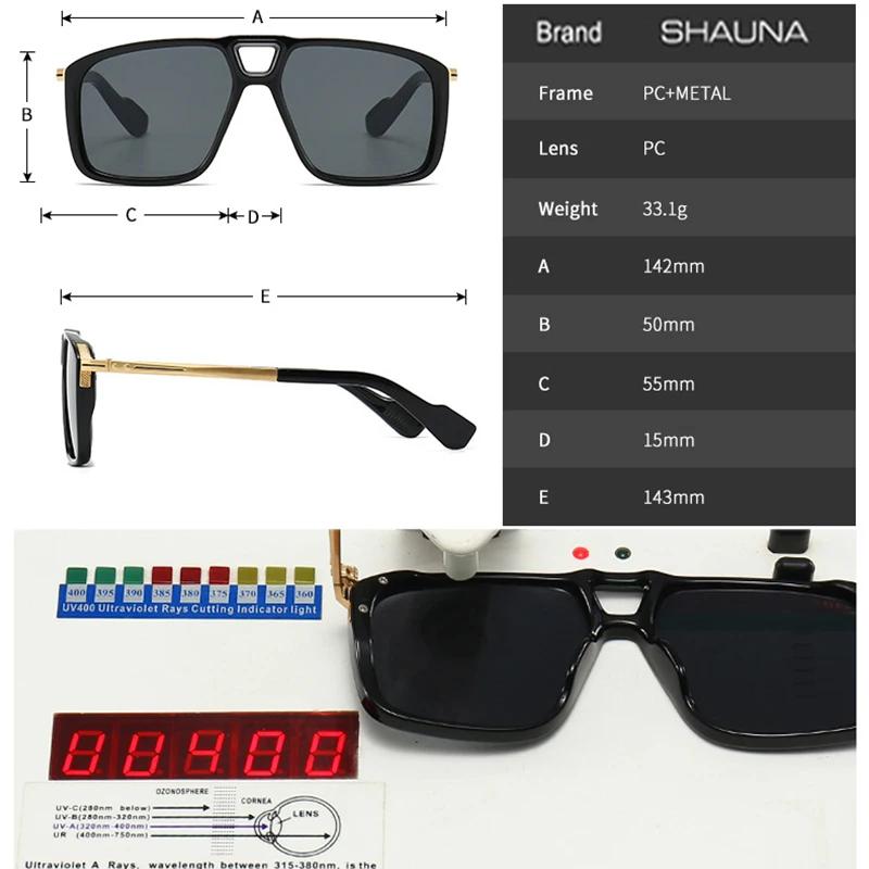 SHAUNA Retro Double Bridges Men Pilot Sunglasses Shades UV400 Fashion Rivets Women Gradient Sun Glasses