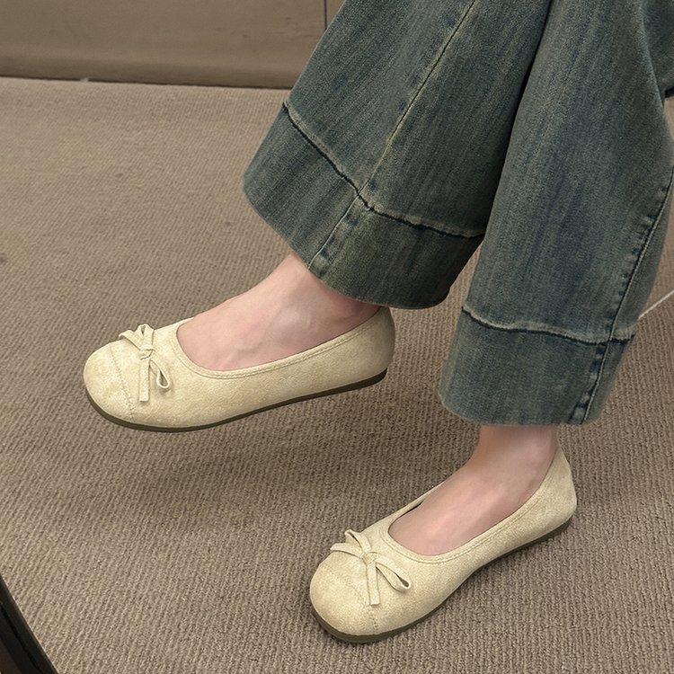 French Bow Silver Single Shoes Women's 2025 New Flat Gentle Grandma Shoes Summer Ladyshoes Candy Ballet Shoes