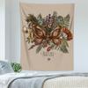 Boho Sun Moon Tapestry, Nature Wall Hanging, Vintage Mushroom & Fern Print for Cottagecore & Witchy Room Home Decor