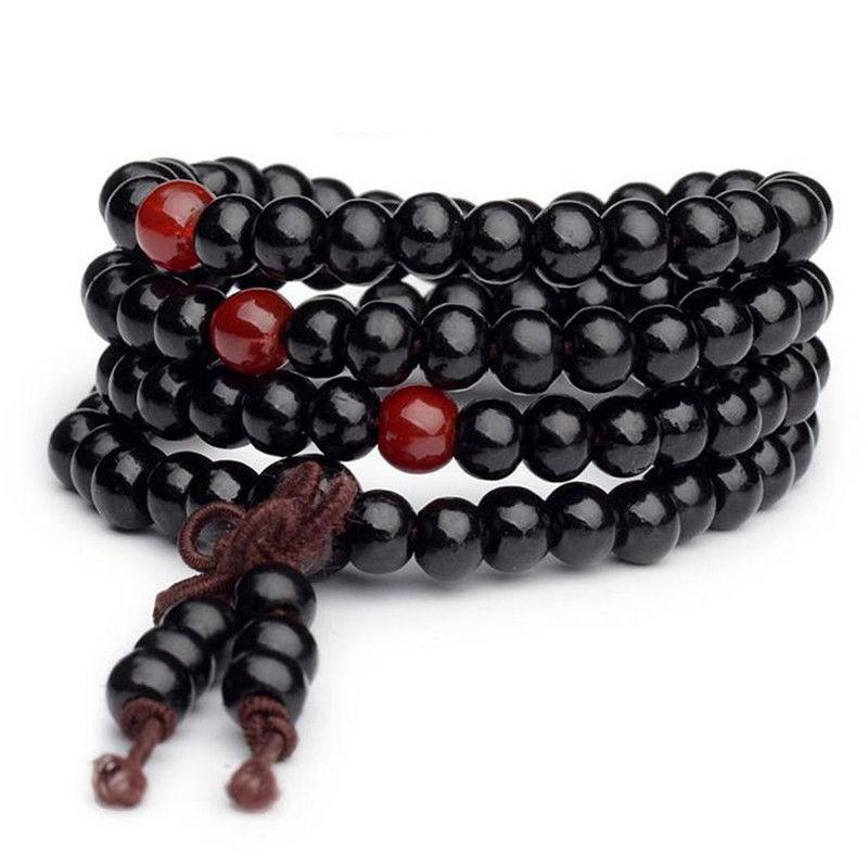 6mm Natural Sandalwood Buddhist Beads Bracelets 108 Beads Buddha Meditation Prayer Wood Beaded Bracelet layer Bangles Men Women