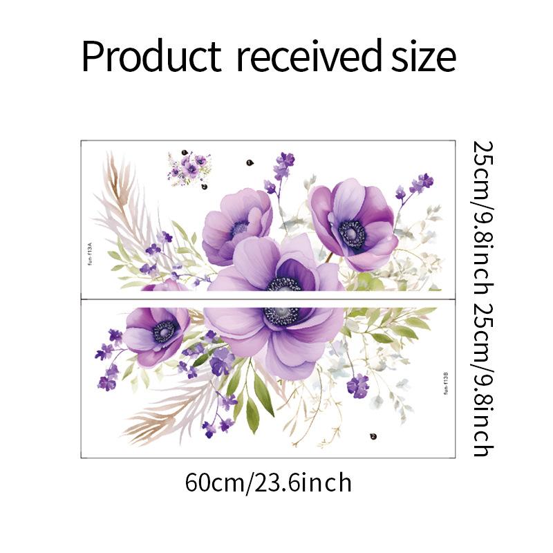 

Романтичные фиолетовые цветы зеленые растения ванная комната украшение дома декоративные настенные наклейки 25*60CM*2PCS/fun-f13