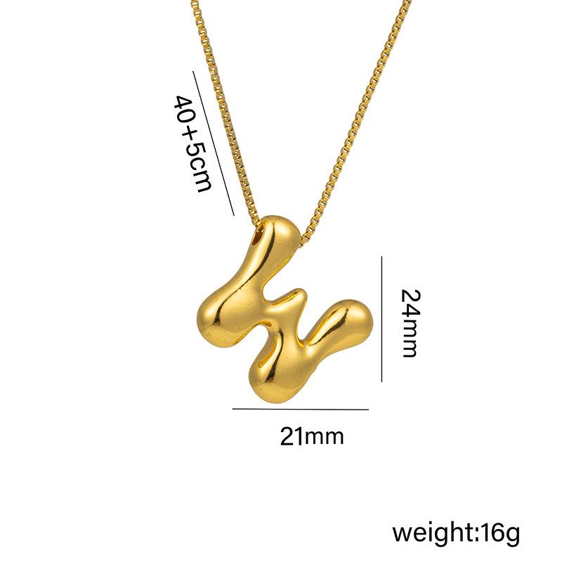 Creative A-Z Balloon Bubble Letter Pendant Neckalce for Women Gold Plated Chunky Initial Necklaces Jewelry Birthday Gift