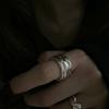 Sterling S925 Unique Silver Womens Ring With Intricate Thick Design And Modern Aesthetic Punk