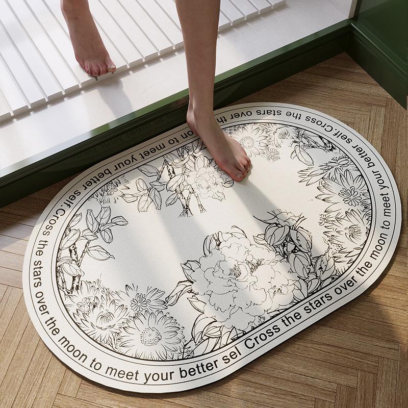 Rychleschnoucí koupelnová předložka z křemeliny: Měkký, Vodu Absorbující, Protiskluzový, Nečistotám Odolný Podlahový Koberec.