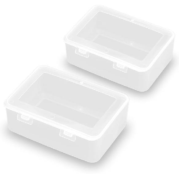 Набор из 2 штук, 13.3x8.4x4 см, Прямоугольные Прозрачные Маленькие Пластиковые Контейнеры-Коробки с Откидной Крышкой для Мелких Предметов и Других Поделок 5.04 x 3.5 x 1.69 Inch