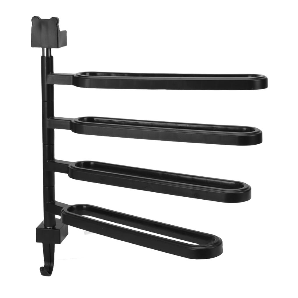 Towel Bar High Strength ABS Multi Arm Wall Mounted Towel Rack Holder with Hook for Bathroom Black