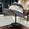 Spring and summer thin breathable sun hat foldable color matching big eaves bucket hat men's and women's outdoor travel sunscreen hat