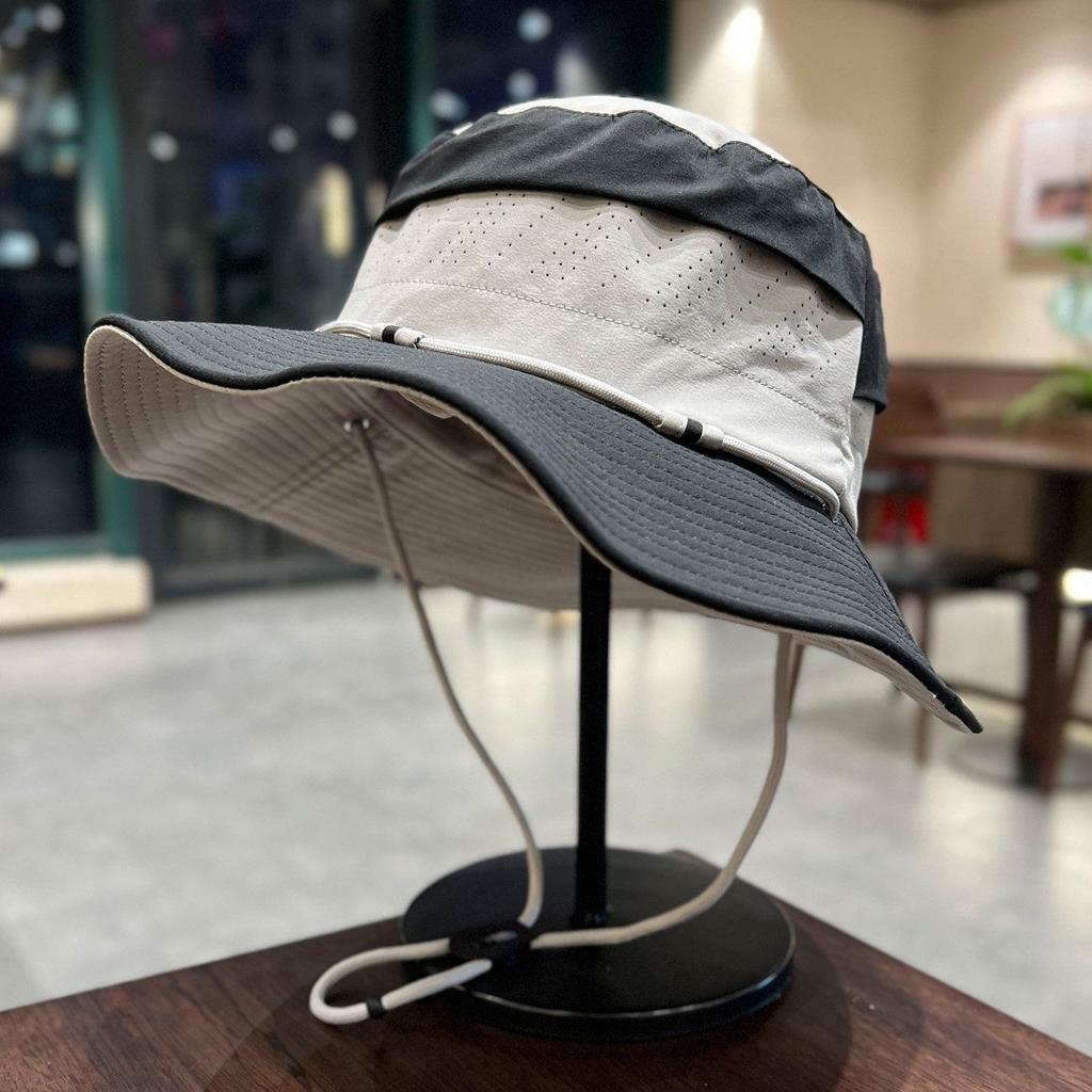 Spring and summer thin breathable sun hat foldable color matching big eaves bucket hat men's and women's outdoor travel sunscreen hat