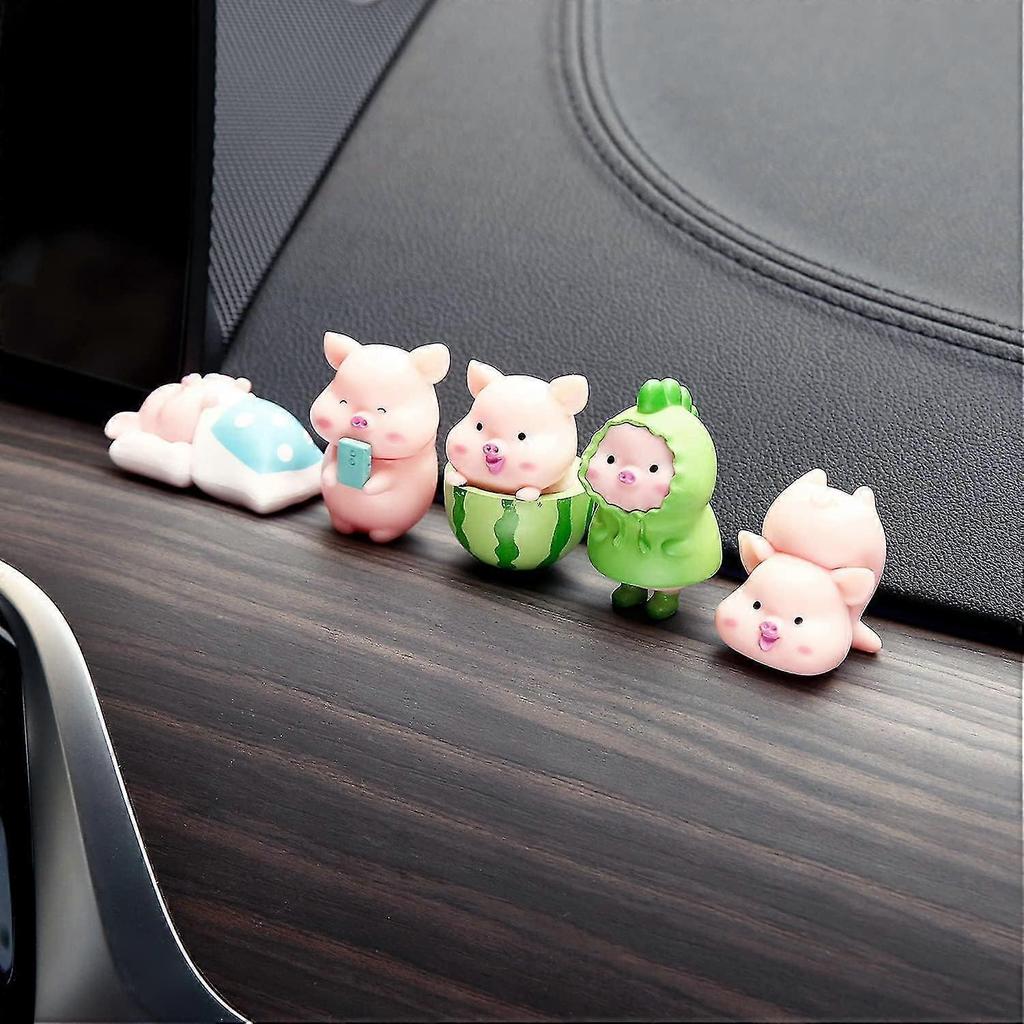 5 Pcs Mini Piggy Figures Cute Car Dashboard Ornaments For Car Garden Cake Decoration,a - DD