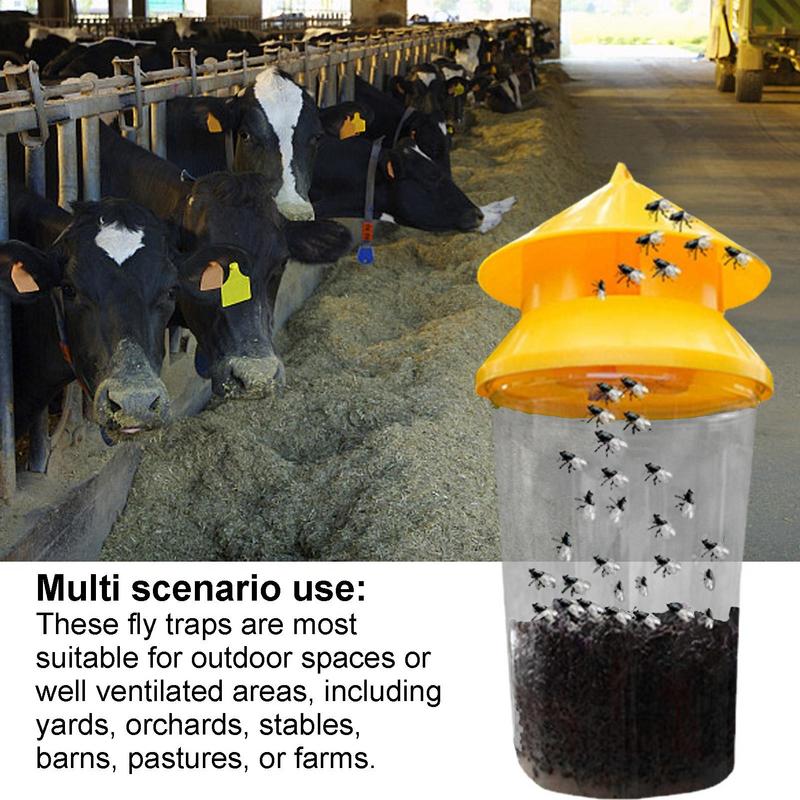 2pc Fruit Fly Trap Killer Yellow Plastic Drosophila Trap Anti Fly Fruit Fly Killer Catcher Orchard Insect Trap PestControl Tool