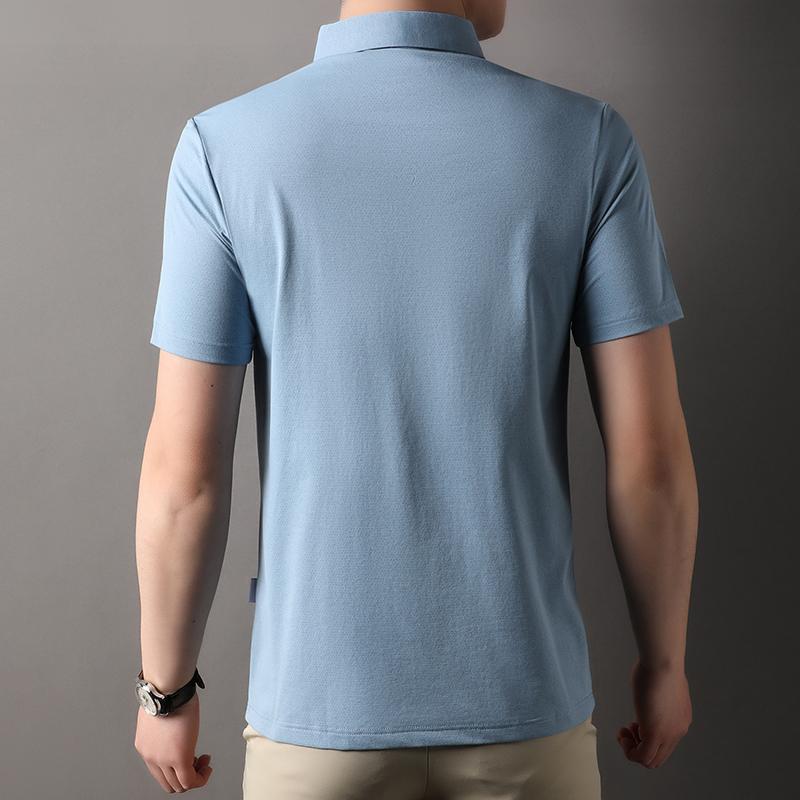 2025 New Summer Men's Lapel Solid Color Short-sleeved T-shirt Absorbent Quick Drying Polo Shirt