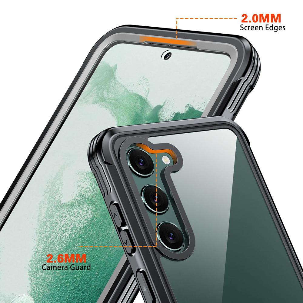 For Samsung Galaxy S23 PC+TPU Phone Case Full Protection Clear Phone Cover with PET Screen Protector