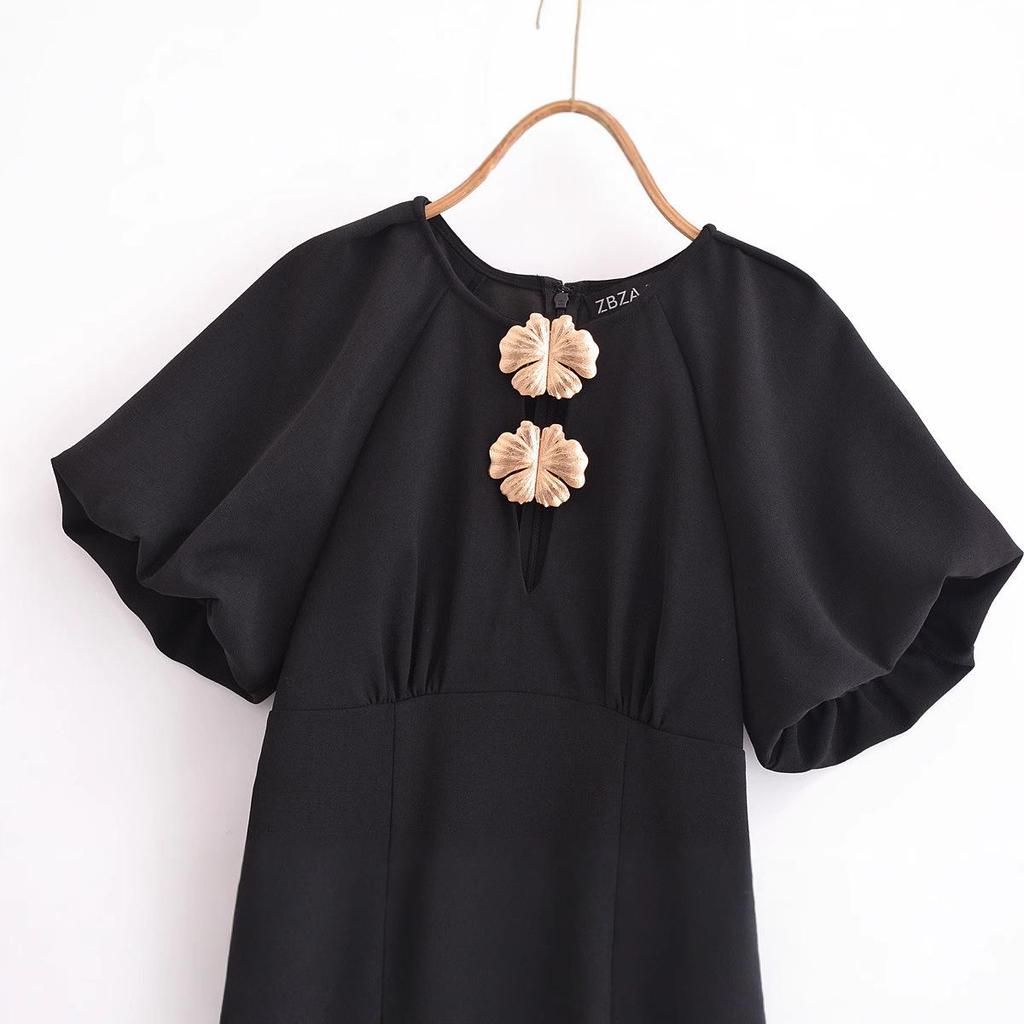 2025 Spring Women's European & American Style Short Sleeve Embellished Dress