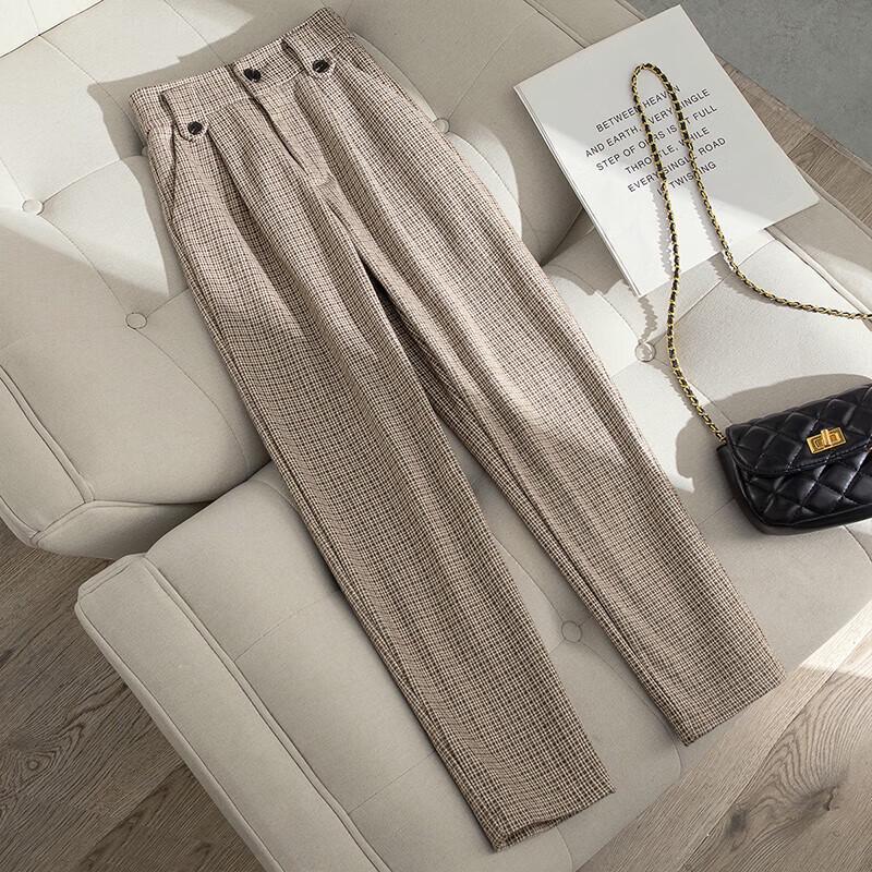 Cypress House Women's Plaid High-Waist Harem Pants