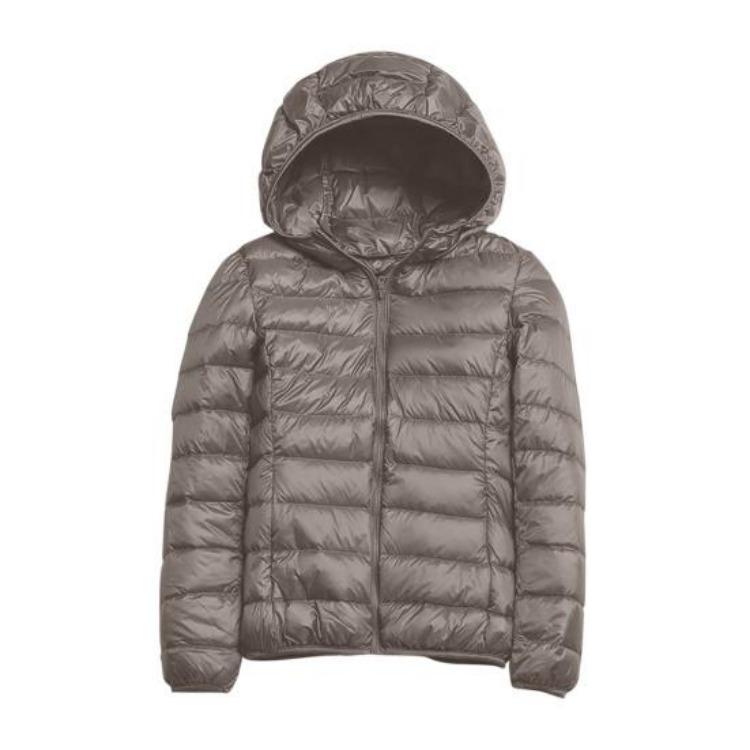 

Lightweight Slim Fit Winter Down Jacket Women Hooded Zip Up Padded Short Outerwear Solid Color Long Sleeves with Zipper Pockets XXL хакі