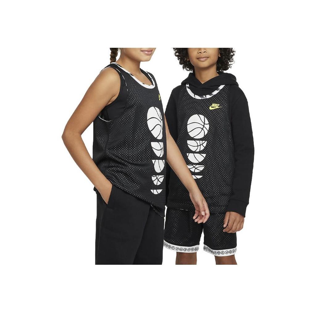 Nike Culture Of Basketball Graphic Print Crew Neck Pullover Basketball Jersey Kids Tops Black DX5515-010