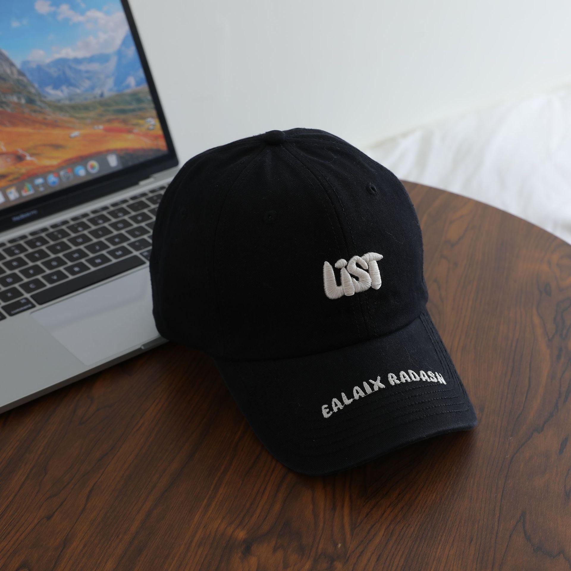 

2025 ранняя весна новая вышитая бейсболка с буквами женская мягкая кепка кэжуал универсальная для большого обхвата головы чёрный