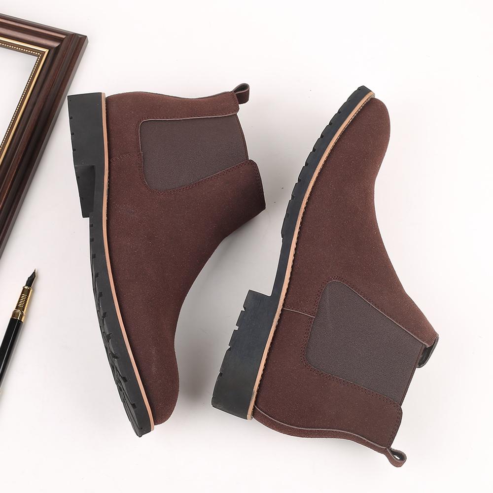 Fashion Fashion Men's Ankle Boot New Leather Men's Chelsea Boots Men Shoes Casual Black Sleeve Boots Outdoor High Top Wedding Shoes Male