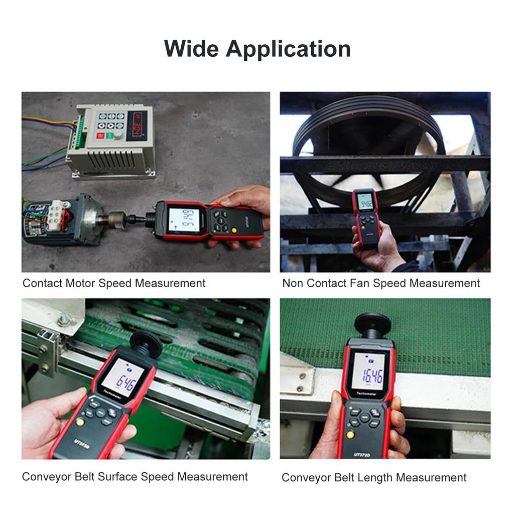 Revolution Frequency Meter Digital Tachometer Non Contact and Contact Revolution Frequency Meter Handheld RPM Gauge UT372D