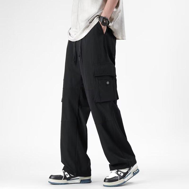 Splicing overalls men's autumn new loose multi-pocket straight wide-leg pants outdoor casual trousers cheap wholesale