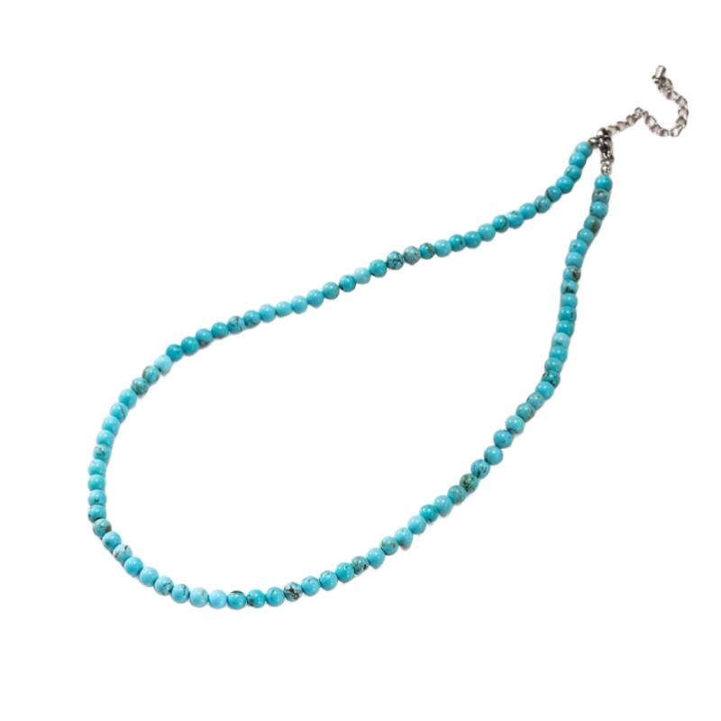 Přírodní modrý tyrkys kulaté korálky ručně pletený náhrdelník, bohémský stylový elegantní denní dovolenková bižuterie, nejlepší volba pro dárek pro maminku