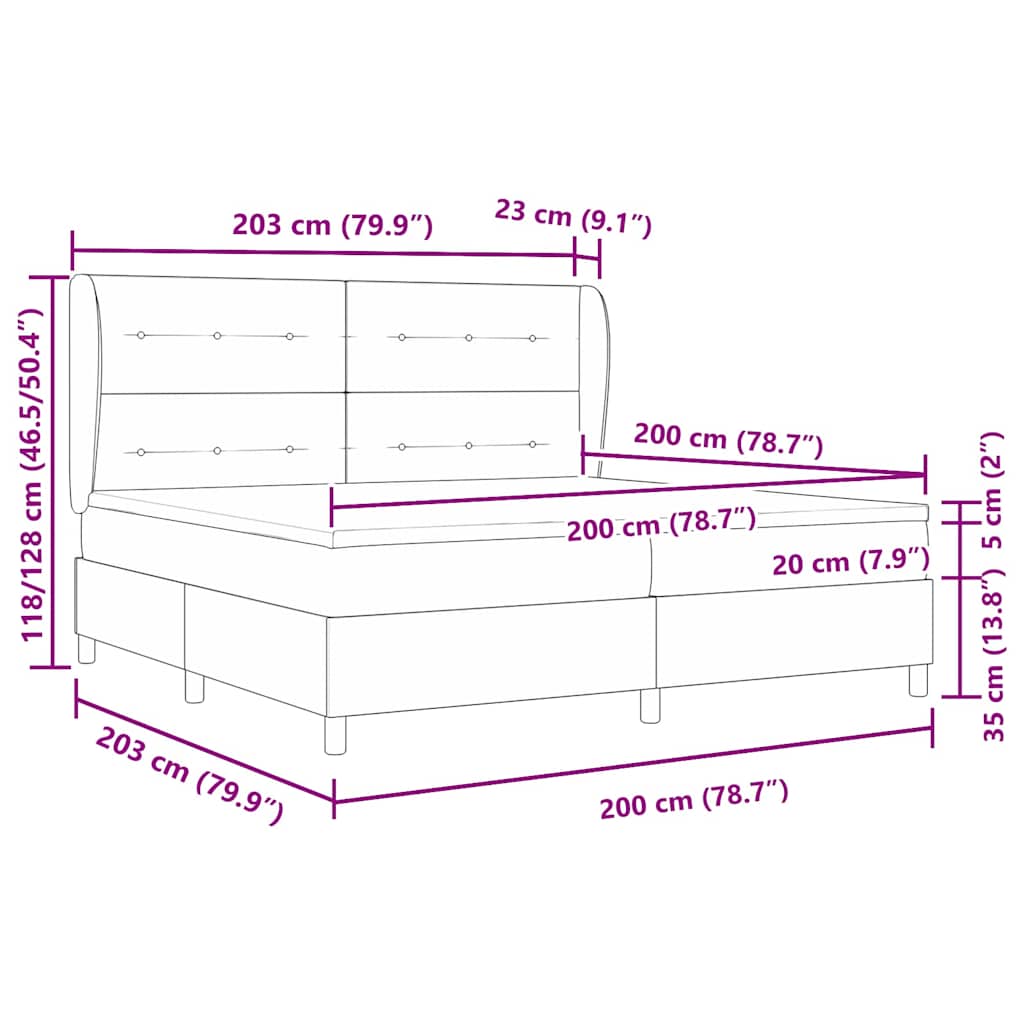 Boxspring Bed with Headboard Black 200 X 200 Cm Fabric