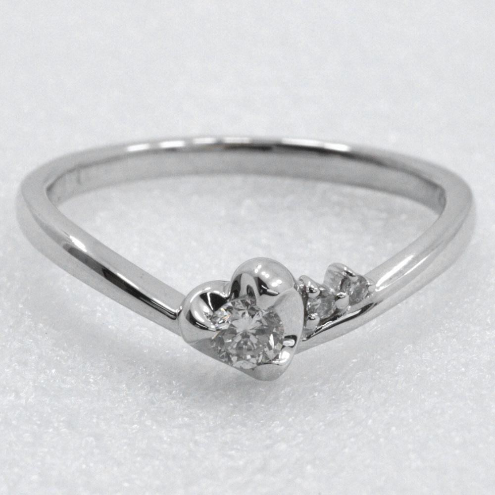 Samantha Tiara heart Ring 3P K18 white gold/diamond #5.6(US Size) heart 2.5g Women Used
