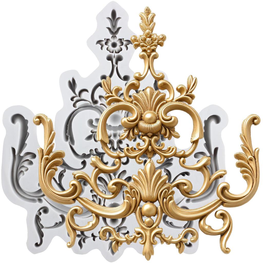 Baroque Silicone Mold Curlicues Scroll Lace Fondant Molds Cake Decorating Tools Cupcake Topper Candy Sugar Craft Gum Paste Polymer Clay