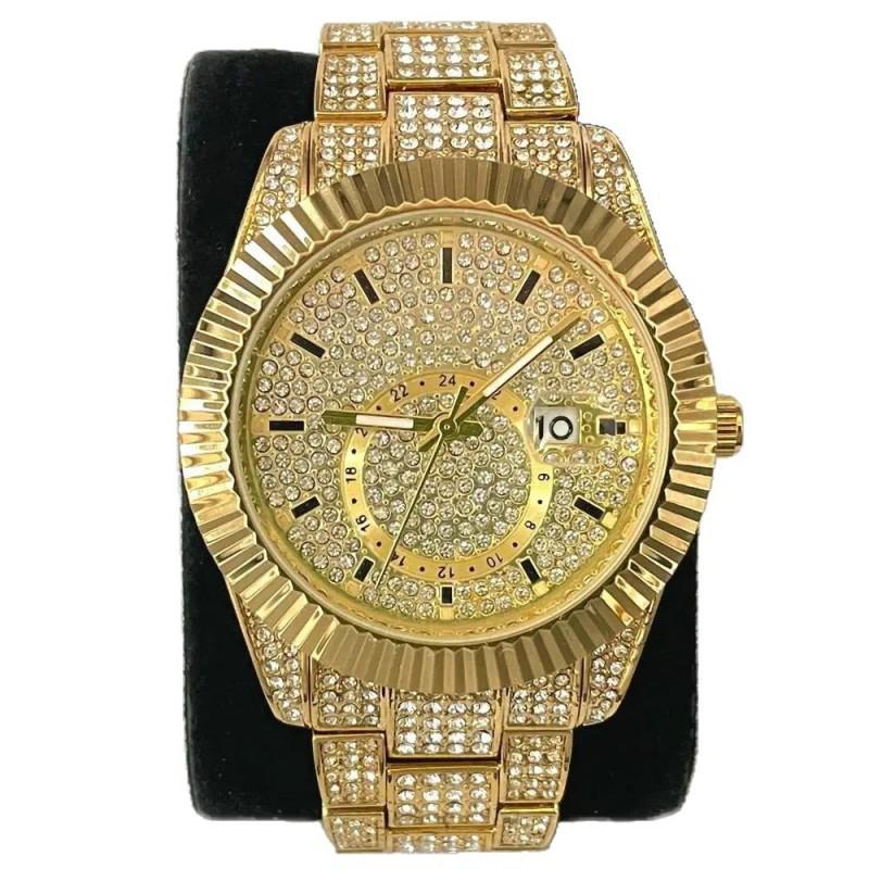 MISSFOX Mens Quartz Watch Hip Hop Bling Wrist 30M Waterproof
