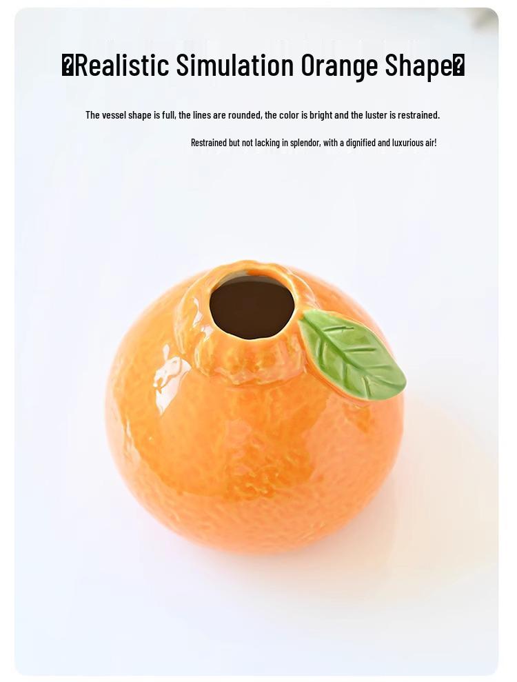 Country Style Ceramic Orange Vase for Hydroponic Ivy and Tabletop Decoration