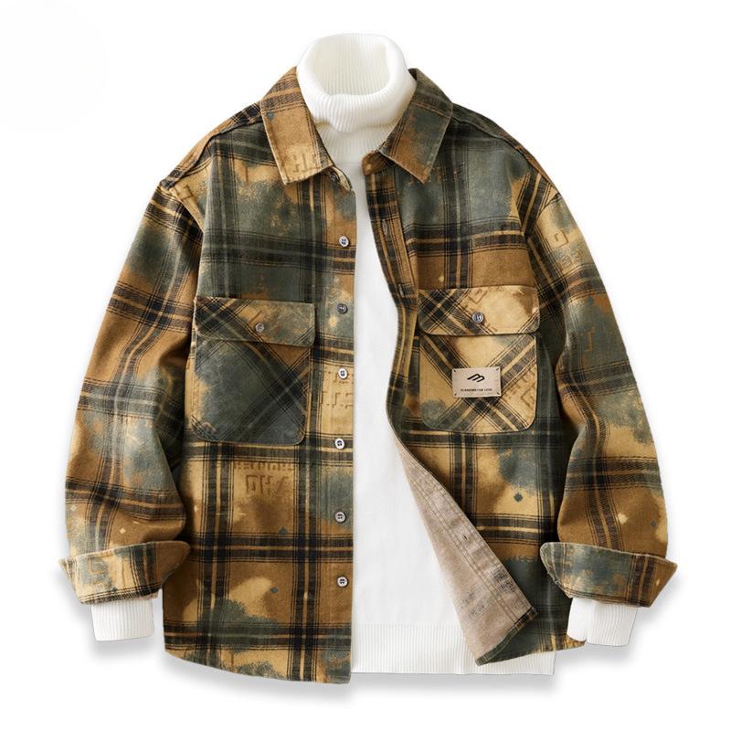 

Весенняя Ретро Американская Клетчатая Рубашка Мужская Куртка с Длинным Рукавом Повседневная и Универсальная Новая Рубашка 3XL