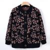Elderly Women's Fleece Lined Knitted Cardigan