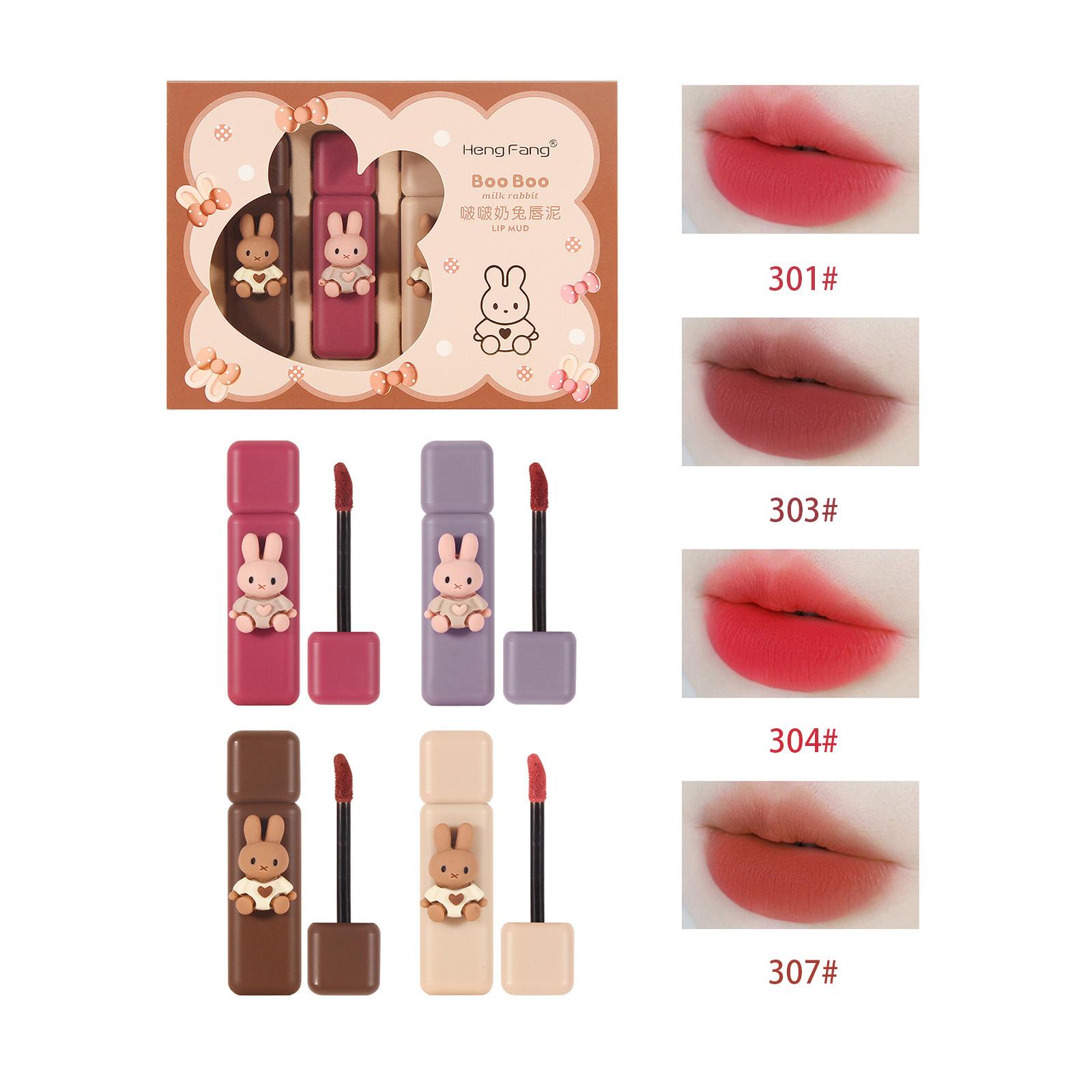 

HengFang 4 цвета матовый блеск для губ долговечная водостойкая жидкая помада для губ грязевая подарочная коробка 3,5 г/шт.