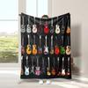 Guitar Themed Flannel Blanket - Soft Lightweight , All-Season Music Lover Gift Sofa Office Camping Decor