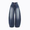 Spring Summer Vintage High Waist Drape Scythe Saber Cut Relax Wide Leg Denim Pants For Ladies Casual Pants Oversize Denim Trousers